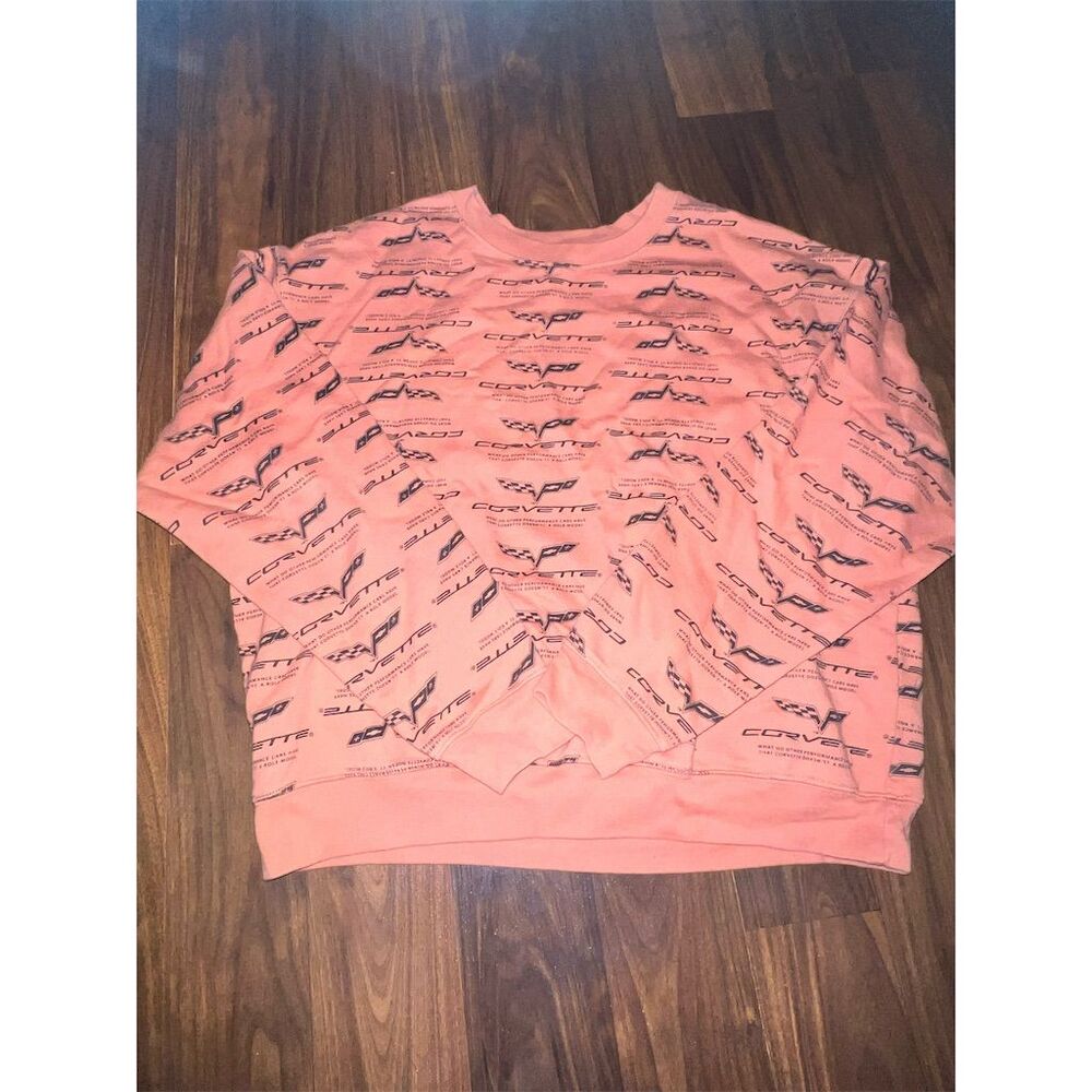 GM Corvette Women's XL Orange Crew Neck Sweatshirt Long Sleeve Casual